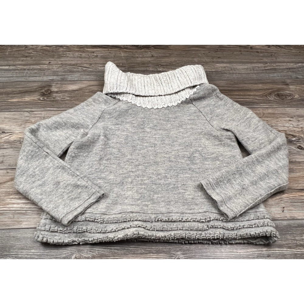 Anthropologie Sleeping On Snow Wool Sweater‎ Women's L Grey Turtleneck Cozycore